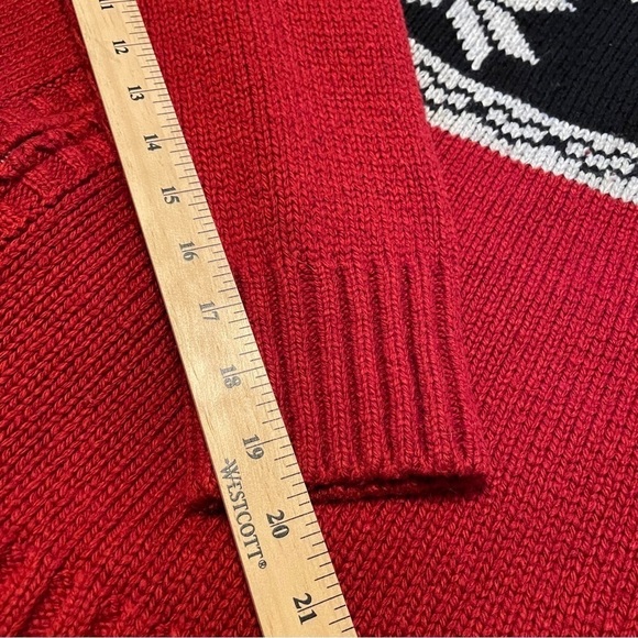 Retreat Dark Red Knit Sweater Zip up-Snowflake Design - Wool Blend - Size Large - Picture 9 of 11